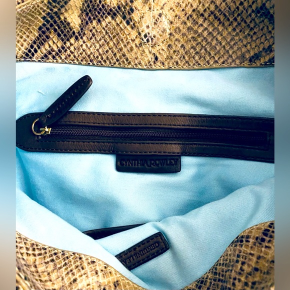 Cynthia Rowley Genuine Leather Snake Print Shoulder Bag, Gold Hardware - Picture 10 of 13